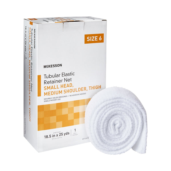 McKesson Elastic Net Retainer Dressing Tubular Elastic 18-1/2 Inch X 25 Yard (47 cm X 22.9 m) Size 6 White Small Head / Medium Shoulder / Thigh NonSterile (1113350_CS) 10/CS
