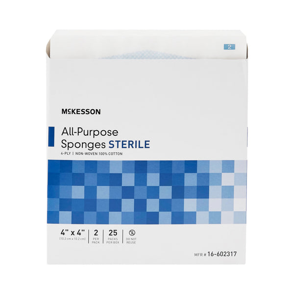 McKesson Nonwoven Sponge 4 X 4 Inch 4-Ply Sterile 2 per Pack (481054_PK) 1/PK