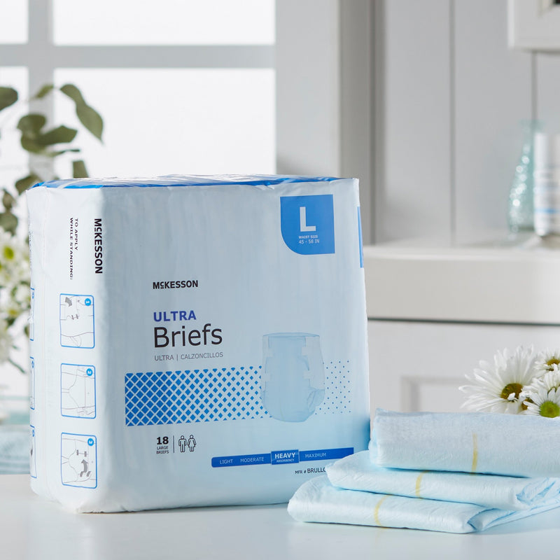 McKesson Ultra Unisex Adult Incontinence Brief Large Disposable Heavy Absorbency (800831_BG) 1/BG
