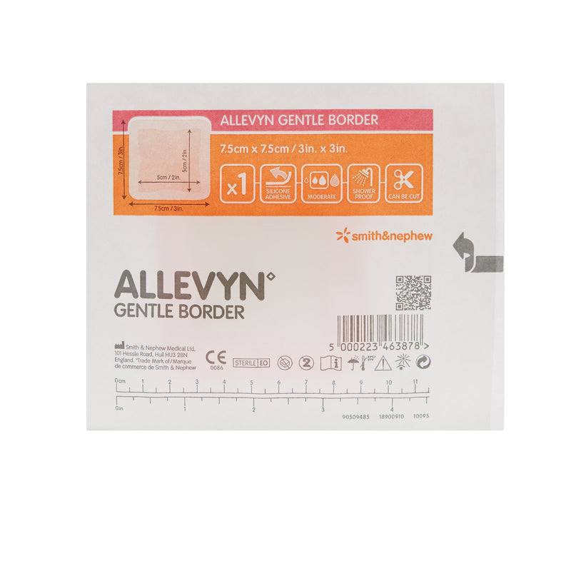 Allevyn Gentle Border Foam Dressing 3 X 3 Inch With Border Film Backing Silicone Gel Adhesive Square Sterile (665772_CS) 40/CS