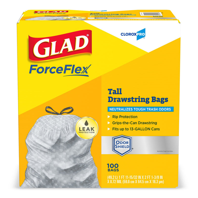 CloroxPro® Glad® ForceFlex Tall Kitchen Trash Bag 13 gal. Gray LLDPE 0.95 mil 24 X 28 Inch Flat Pack (741364_CS) 100/CS