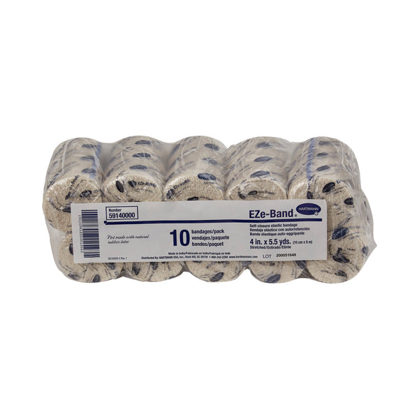 EZe-Band® LF Elastic Bandage 4 Inch X 5-1/2 Yard Double Hook and Loop Closure Tan NonSterile Standard Compression (442367_CS) 60/CS