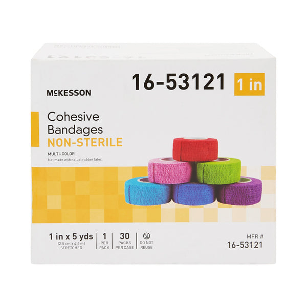 McKesson Cohesive Bandage 1 Inch X 5 Yard Self-Adherent Closure Purple / Pink / Green / Light Blue / Royal Blue / Red NonSterile Standard Compression (1032956_EA) 1/EA
