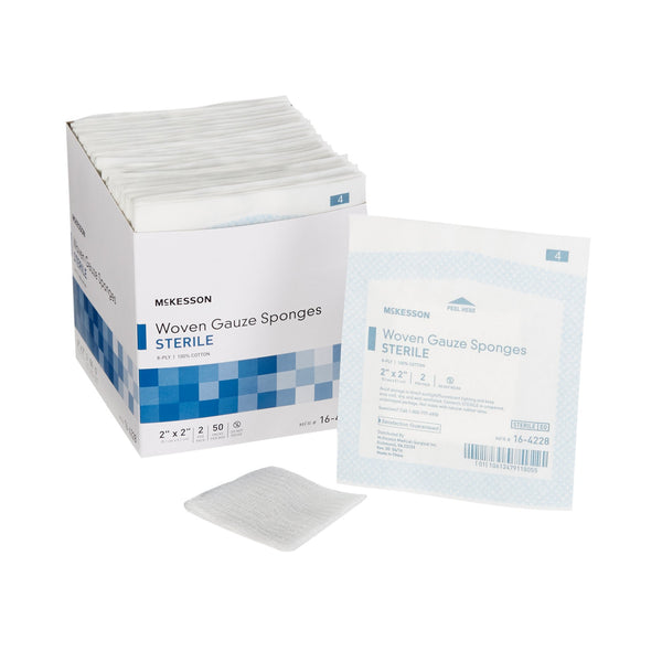 McKesson Gauze Sponge 2 X 2 Inch 8-Ply Sterile 2 per Pack (635942_PK) 1/PK