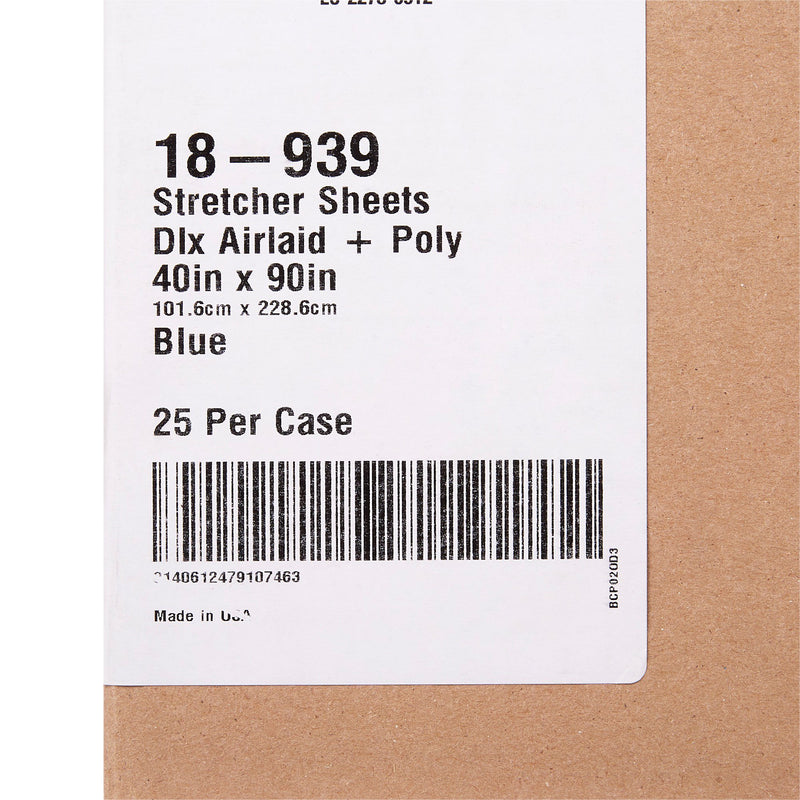 McKesson Stretcher Sheet Flat 40 W X 90 L Inch Blue Polyback Airlaid Disposable (148016_CS) 25/CS