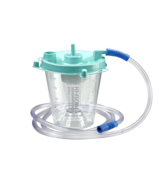 Hi-Flow™ Rigid Suction Canister Kit 800 mL Sealing Lid (840955_CS) 50/CS