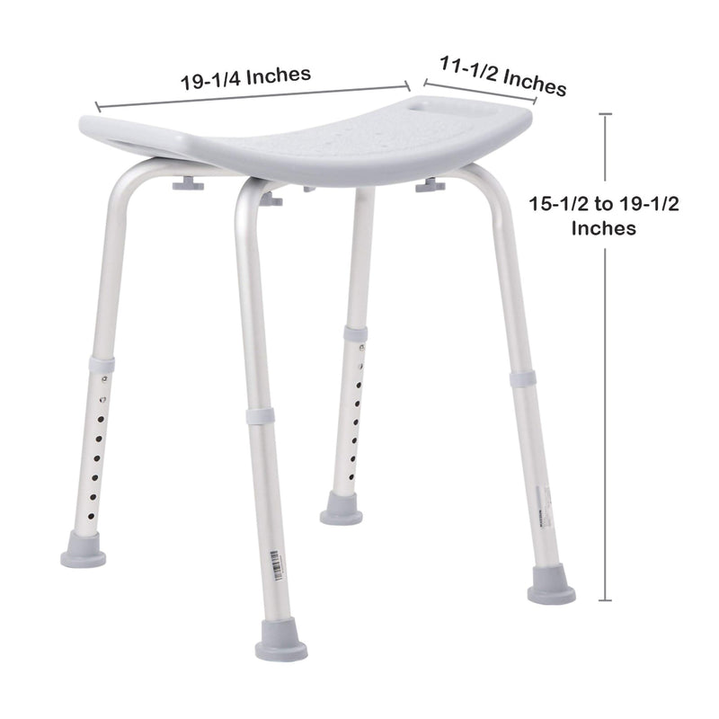 McKesson Bath Bench Without Arms Aluminum Frame Without Backrest 19-1/4 Inch Seat Width 300 lbs. Weight Capacity (1065209_EA) 1/EA