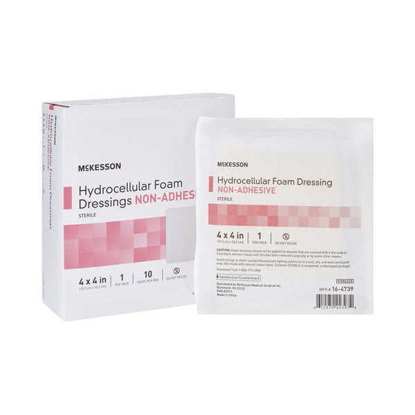McKesson Foam Dressing 4 X 4 Inch Without Border Film Backing Nonadhesive Square Sterile (1138304_CS) 100/CS