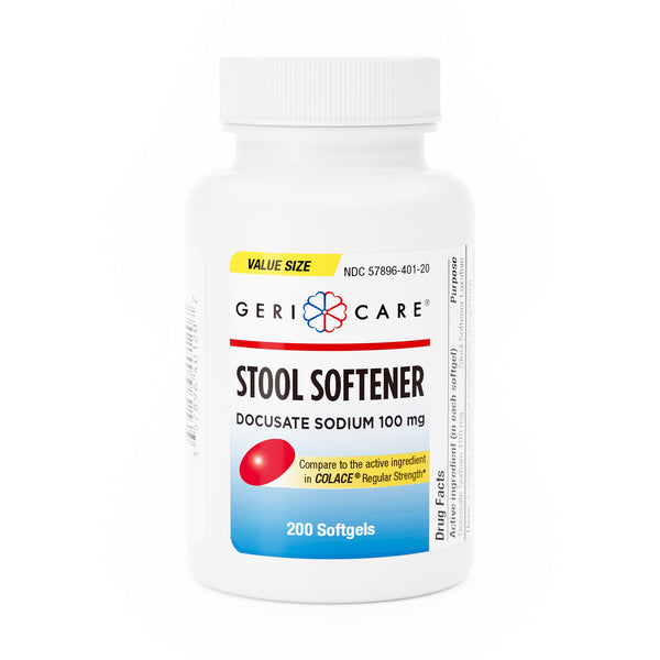 Geri-Care® Stool Softener Softgel 200 per Bottle 100 mg Strength Docusate Sodium (1190511_CS) 12/CS