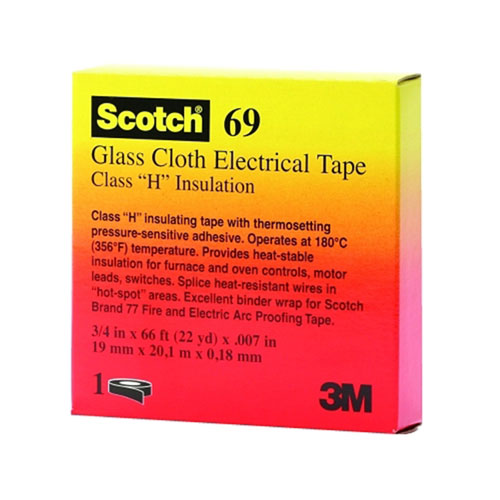3M™ Scotch® Glass Cloth Electrical Tapes 69, 3/4 in x 66 ft, White (500-099109) Case of 10