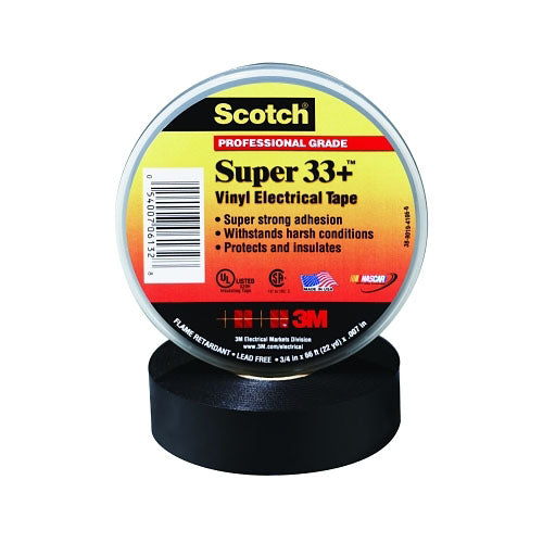 3M™ Scotch® Super Vinyl Electrical Tape 33+, 44 ft x 1-1/2 in, Black (500-101741) 1 Roll