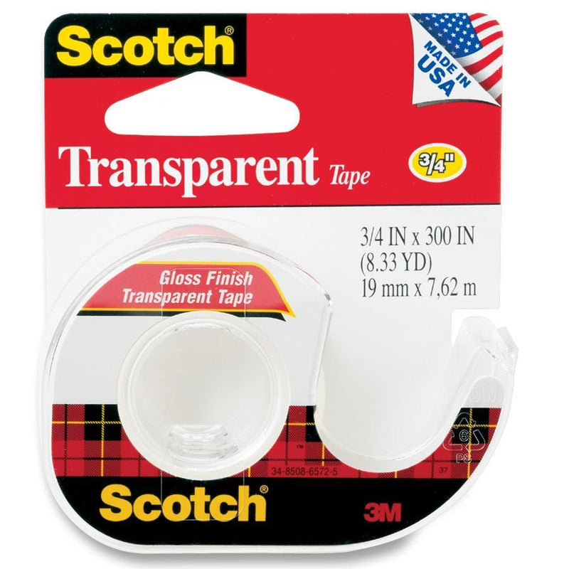 Scotch Tape With Dispenser, 3/4&quot;x300&quot;, Clear (MMM157S)