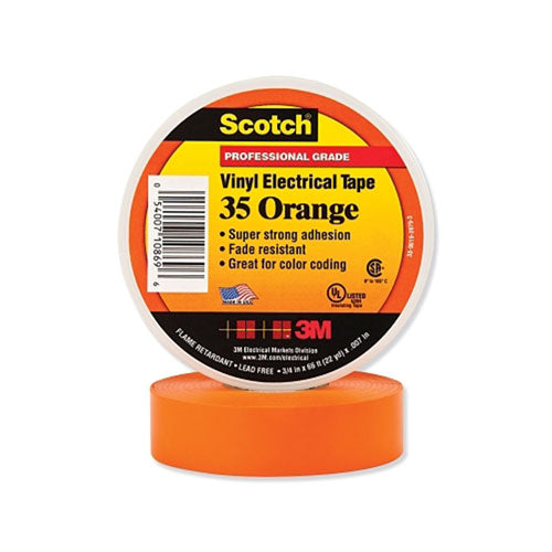 3M™ Vinyl Electrical Color Coding Tape 35, 1/2 in x 20 ft, Orange (500-102731) 1 Roll