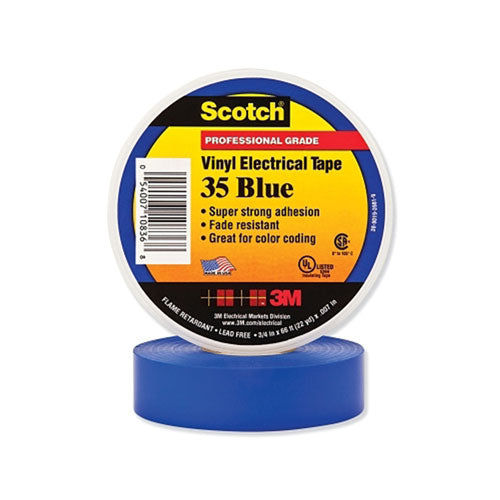 3M™ Vinyl Electrical Color Coding Tape 35, 3/4 in x 66 ft, Blue (500-108368) 1 Roll