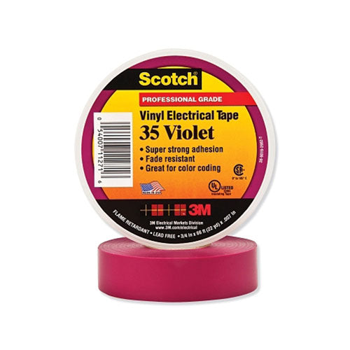 3M™ Vinyl Electrical Color Coding Tape 35, 3/4 in x 66 ft, Violet (500-112716) 1 Roll