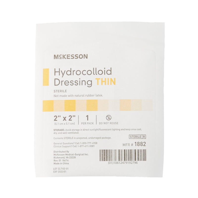 McKesson Thin Hydrocolloid Dressing Film Backing 2 X 2 Inch Square Hydrocolloid (882980_CS) 400/CS