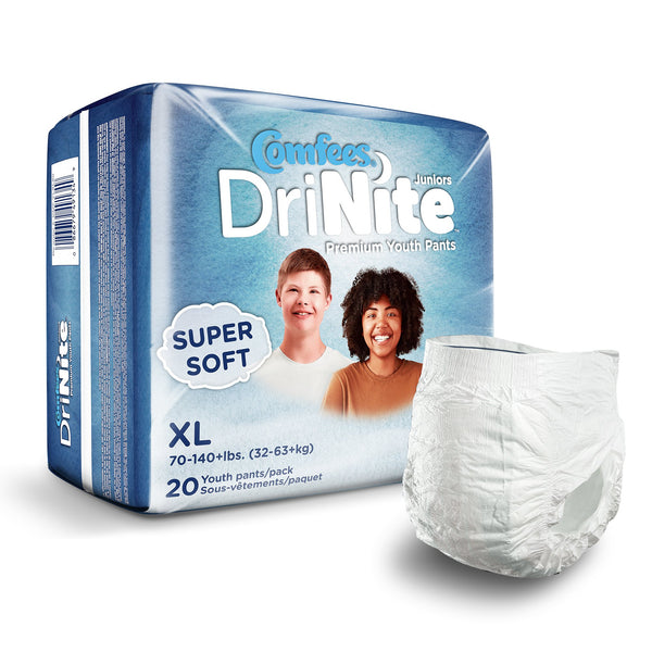 Comfees® DriNite® Juniors Unisex Youth Absorbent Underwear Pull On with Tear Away Seams Large / X-Large Disposable Heavy Absorbency (1211840_CS) 80/CS