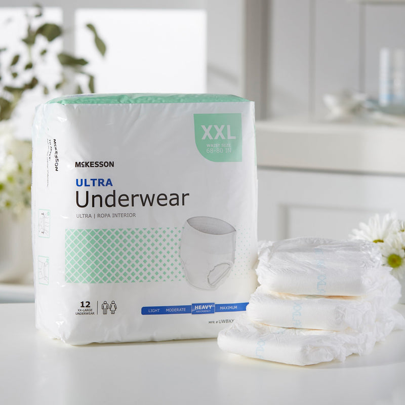 McKesson Ultra Unisex Adult Absorbent Underwear Pull On with Tear Away Seams 2X-Large Disposable Heavy Absorbency (724919_BG) 1/BG
