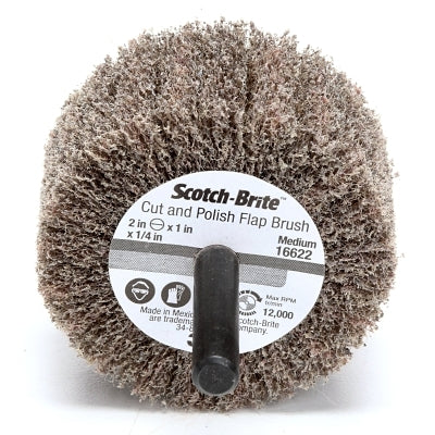 3M™ Cut and Polish Flap Brush, 2 in x 1/4 in, Medium, Aluminum Oxide, 12000 rpm (405-048011-16622) Each