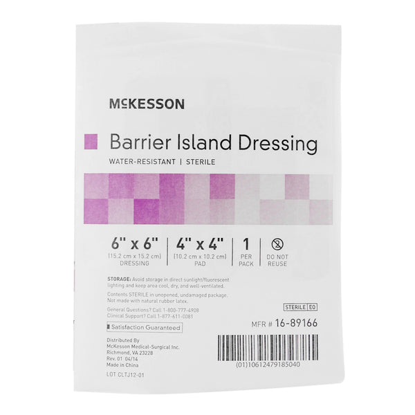 McKesson Barrier Island Composite Dressing 6 X 6 Inch Square Sterile Water Resistant Film Backing (488921_BX) 25/BX