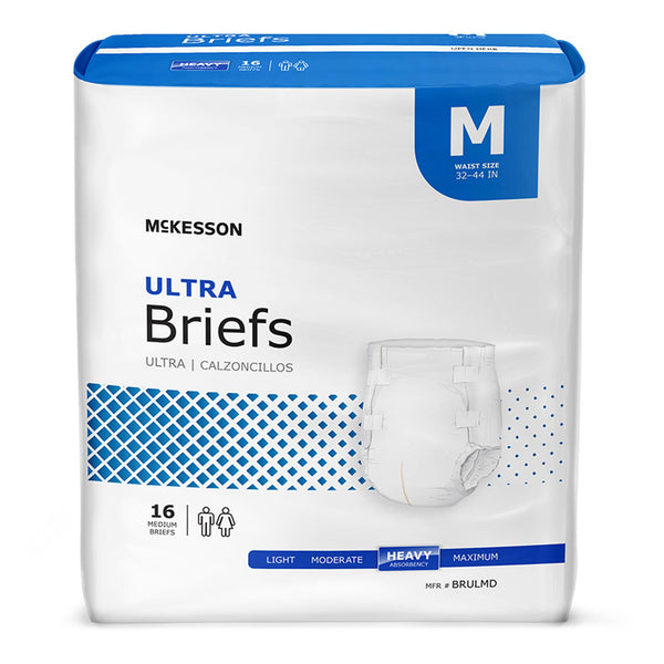 McKesson Ultra Unisex Adult Incontinence Brief Medium Disposable Heavy Absorbency (800832_BG) 1/BG