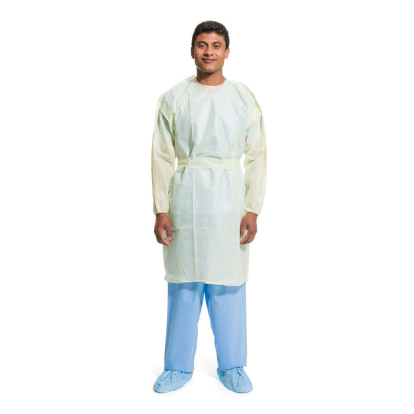 Halyard Basics Protective Procedure Gown One Size Fits Most Yellow NonSterile AAMI Level 2 Disposable (763992_CS) 100/CS
