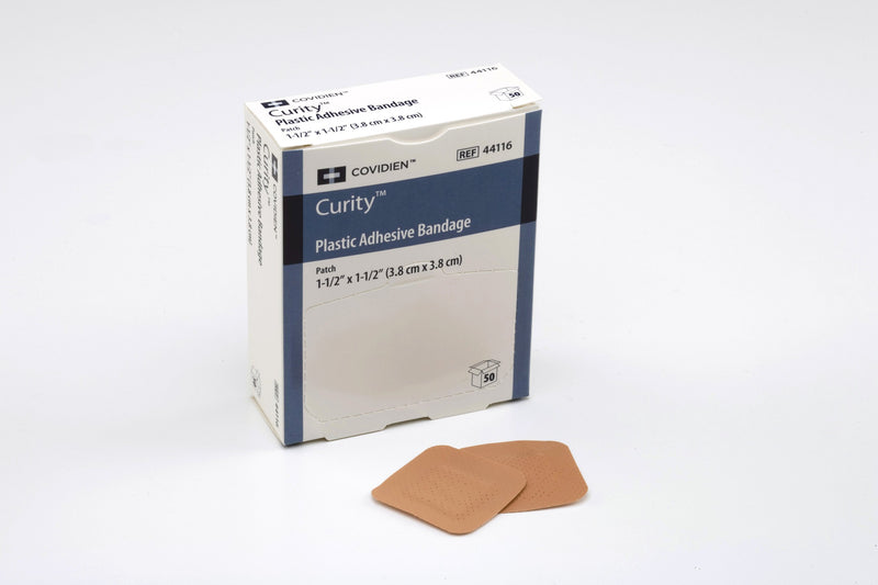Curity™ Adhesive Spot Bandage 1-1/2 Inch Plastic Square Tan Sterile (785717_BX) 50/BX