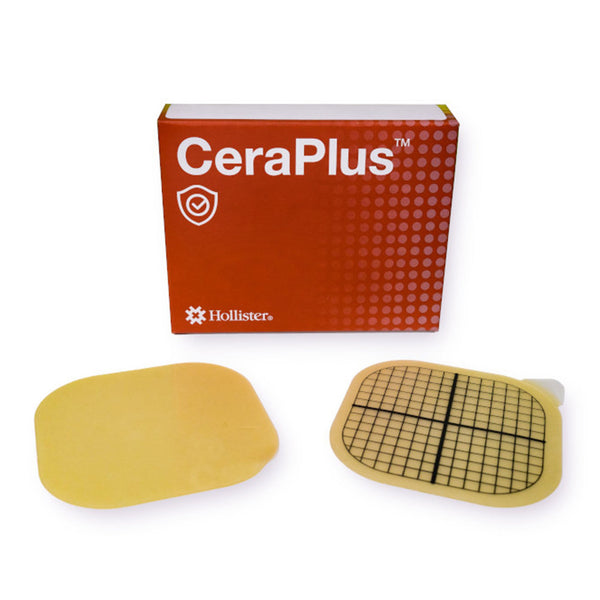 CeraPlus™ Ostomy Barrier Trim to Fit, Extended Wear Hydrocolloid Up to 3-1/2 Inch Opening 4 X 4 Inch (1226622_BX) 5/BX