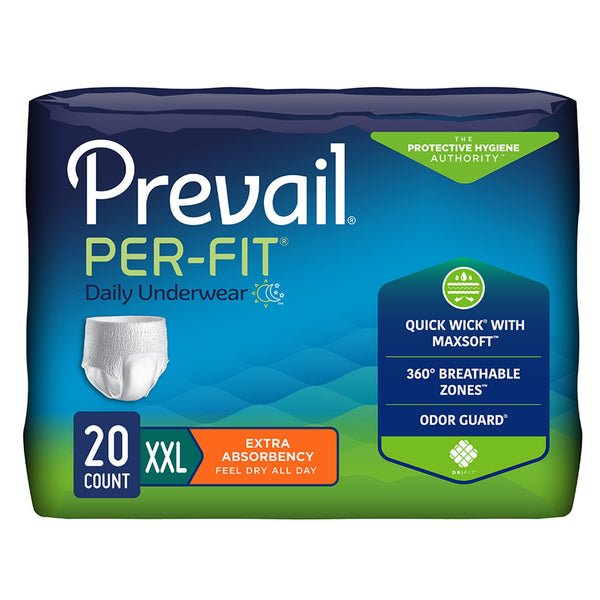 Prevail® Per-Fit® Extra Unisex Adult Absorbent Underwear Pull On with Tear Away Seams 2X-Large Disposable Heavy Absorbency (1243753_PK) 20/PK