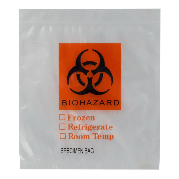 ASP Global LLC Specimen Transport Bag with Document Pouch 12 X 15 Inch Zip Closure Biohazard Symbol / Storage Instructions NonSterile (459857_PK) 100/PK
