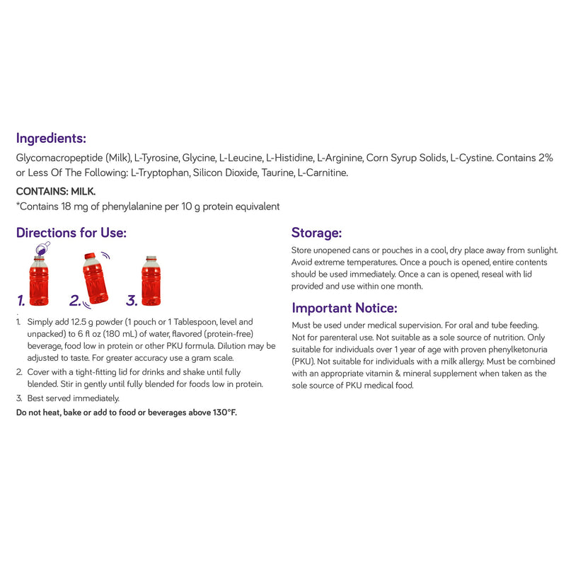 PhenylAde® GMP Mix-In Oral Supplement Unflavored Powder 12.5 Gram Individual Packet (1258419_EA) 1/EA
