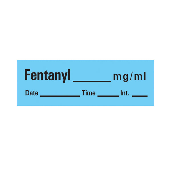Timemed Drug Label Anesthesia Label Tape FentanyL_mcg_mL Date_Time_Int Blue 1/2 X 1-1/2 Inch (173551_RL) 1/RL