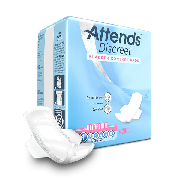 Attends® Discreet Ultra Thin Bladder Control Pad 9 Inch Length Light Absorbency Polymer Core One Size Fits Most (1039119_CS) 480/CS