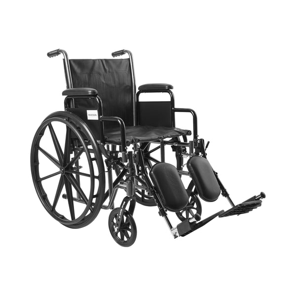 McKesson Wheelchair Dual Axle Desk Length Arm Swing-Away Elevating Legrest Black Upholstery 18 Inch Seat Width Adult 300 lbs. Weight Capacity (1065277_EA) 1/EA