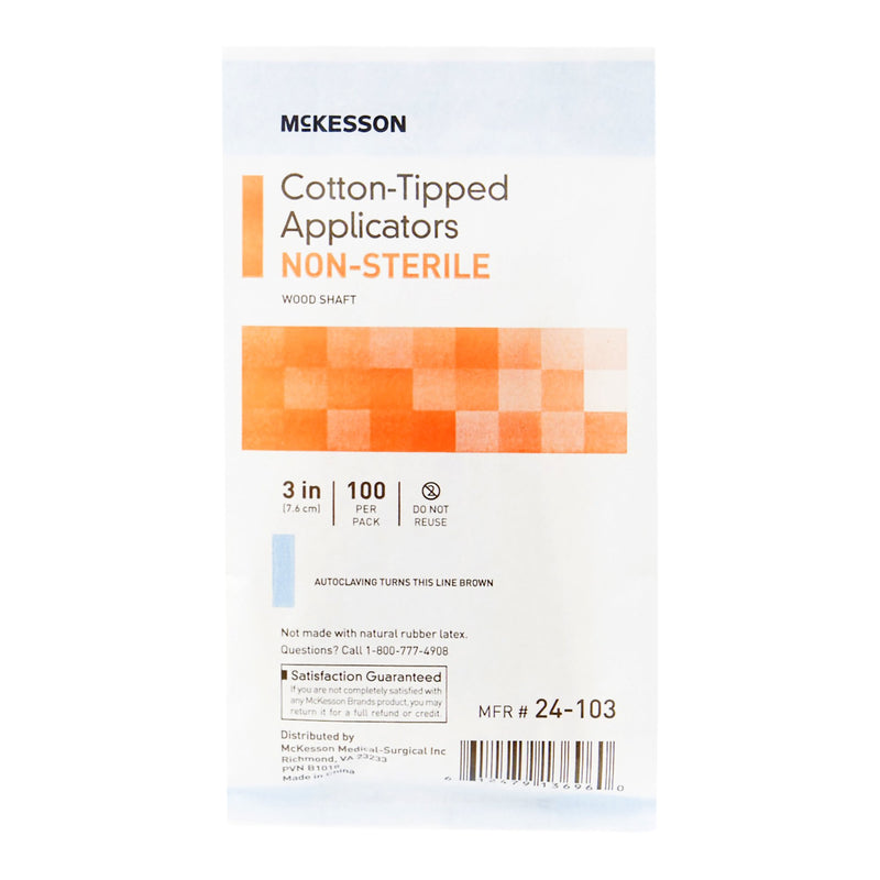 McKesson Swabstick Cotton Tip Wood Shaft 3 Inch NonSterile 100 per Pack (508715_BX) 10/BX