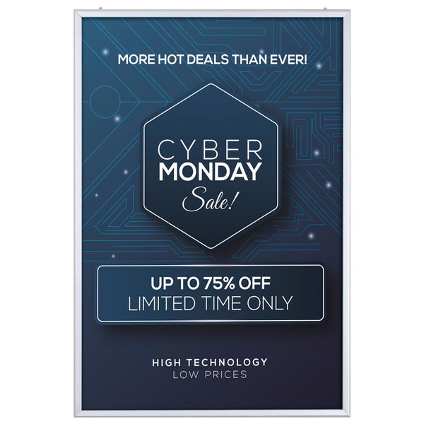 Portable 1.25" Snap Frame Poster size 40"x60"Silver with white backing and Pet cover (UCN325NP46X2000) Each