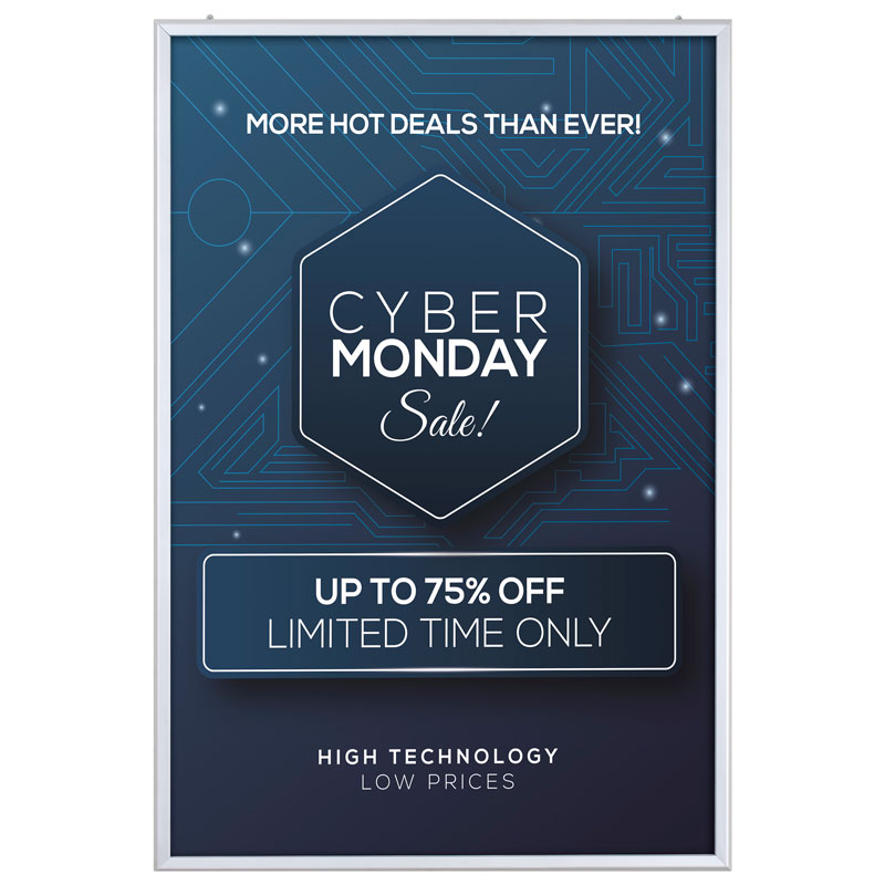 Portable 1.25" Snap Frame Poster size 40"x60"Silver with white backing and Pet cover (UCN325NP46X2000) Each