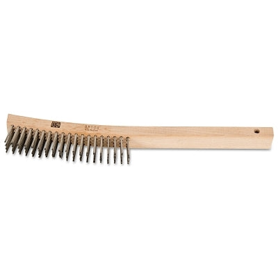 Advance Brush Curved Handle Scratch Brushes, 13 3/4 in, 4 X 19 Rows, SS Wire, Wood Handle (410-85008) Each