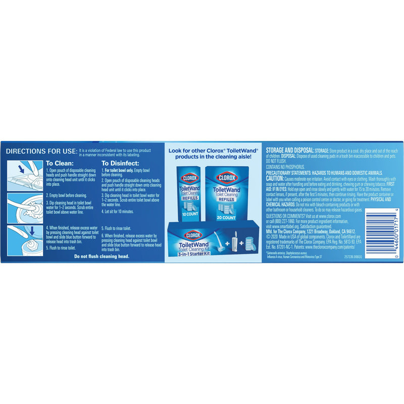 Clorox® Toilet Bowl Cleaner Disinfecting Refill Pads Blue / White, 3 Inch, Sponge Head (1217653_PK) 10/PK