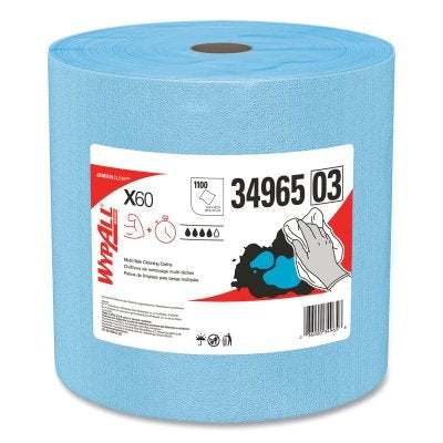 Kimberly-Clark X60 Cloth Wiper, Blue, 13.4 in W x 12.4 in L, Jumbo Roll, 1,100 Sheets/Roll (993-34965) 1 / RL