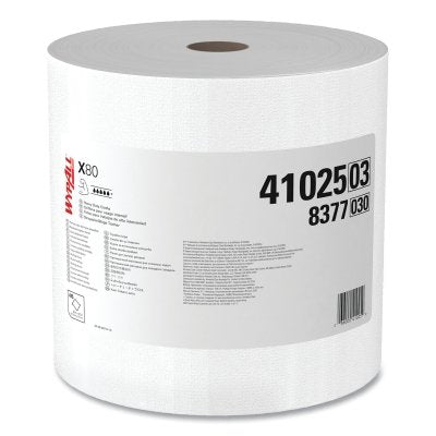 Kimberly-Clark X80 Heavy-Duty Cloth, White, 12.2 in W x 12.4 in L, 475 Sheets/RL, Jumbo Roll (993-41025) 1 / RL