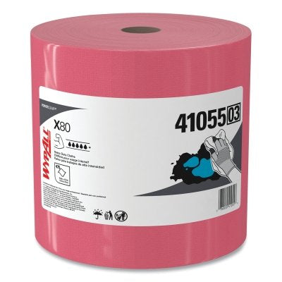 Kimberly-Clark X80 Heavy-Duty Cloth, Red, 12.2 in W x 12.4 in L, 475 Sheets/RL, Jumbo Roll (993-41055) 1 / RL