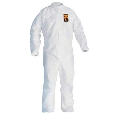 Ansell A45 Breathable Liquid and Particle Protection Elastic Wrist/Ankle Coveralls, White, XL, Fr Zipper (412-41494) 25 EA / CA