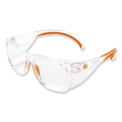 Kimberly-Clark KleenGuard™ Maverick™ Safety Glasses, Clear Anti-Fog/Scratch Lens, Clear/Orange Frame (412-49301) Each