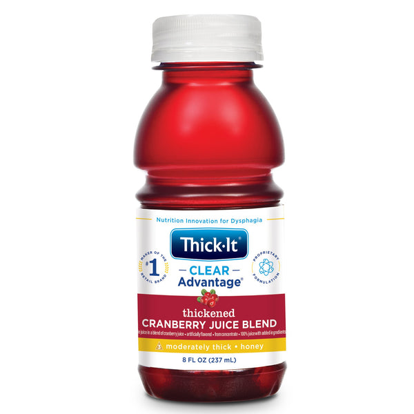 Thick-It® Clear Advantage® Thickened Beverage 8 oz. Bottle Cranberry Flavor Liquid IDDSI Level 3 Moderately Thick/Liquidized (803172_CS) 24/CS