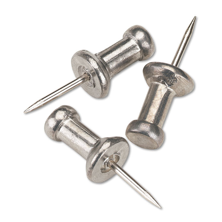 GEM® Aluminum Head Push Pins, Aluminum, Silver, 0.38", 100/Box (GEMCPAL3) Box of 100