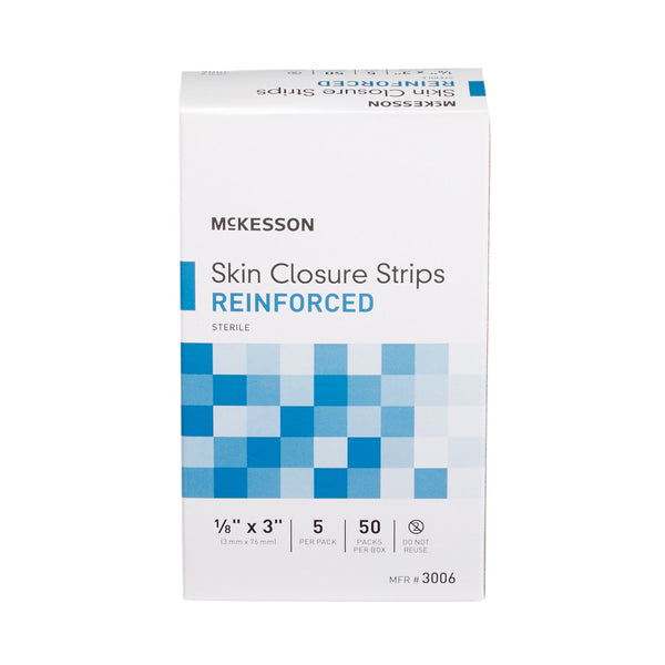 McKesson Skin Closure Strip 1/8 X 3 Inch Nonwoven Material Reinforced Strip White (876305_CS) 200/CS