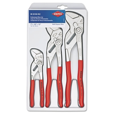 Knipex 3-Piece Plier Wrench Set, 7 in, 10 in, 12 in Lengths, Chrome Vanadium (414-002006US2) 8 Set