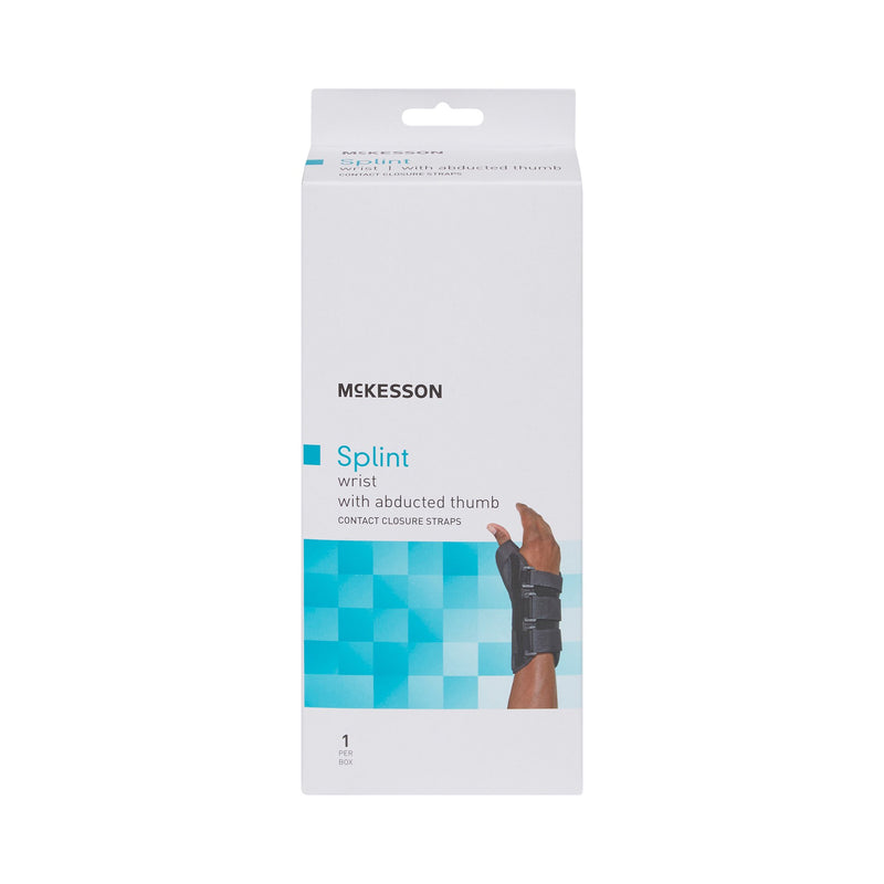 McKesson Wrist Brace with Abducted Thumb Aluminum / Foam / Spandex / Plastic Left Hand Black Small (1159139_EA) 1/EA