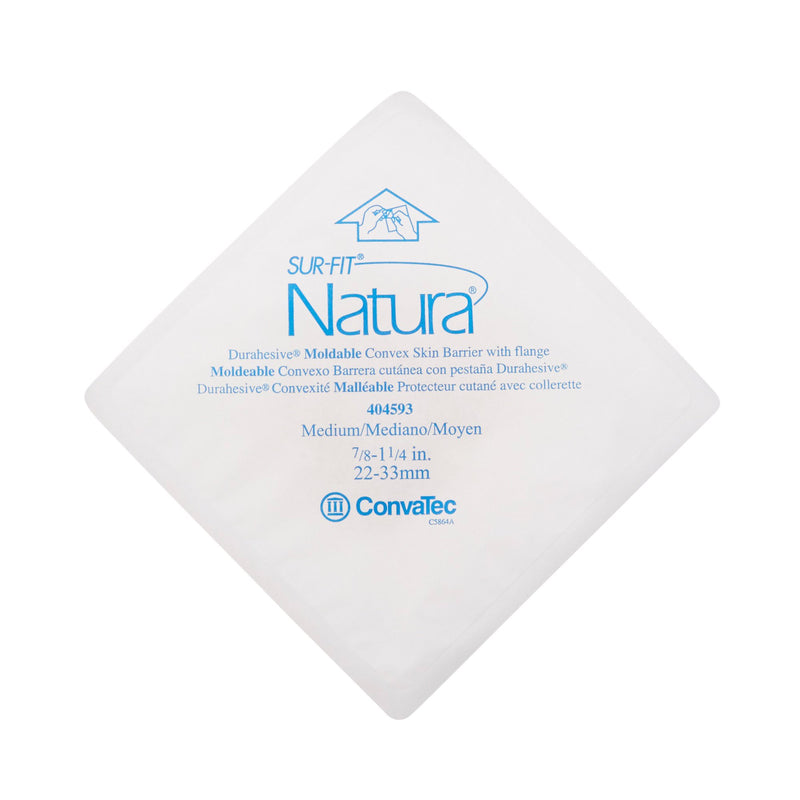 Sur-Fit Natura® Durahesive® Ostomy Barrier Moldable, Extended Wear Acrylic Tape 45 mm Flange Sur-Fit Natura® System Hydrocolloid 7/8 to 1-1/4 Inch Opening 4-1/2 X 4-1/2 Inch (461894_BX) 10/BX
